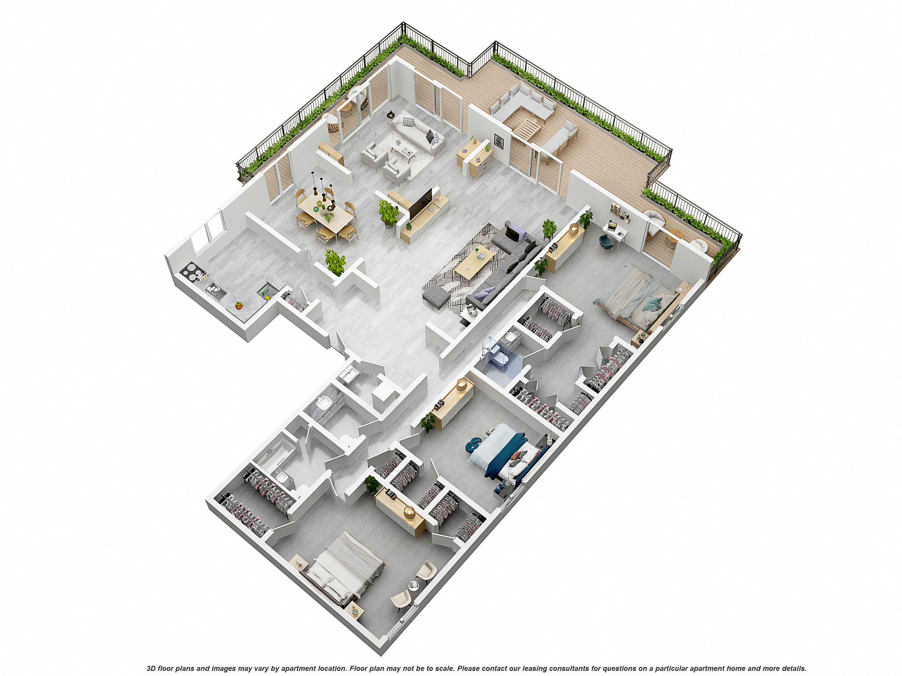 Floor plan for 3 beds, 2 baths, 1635 sqft